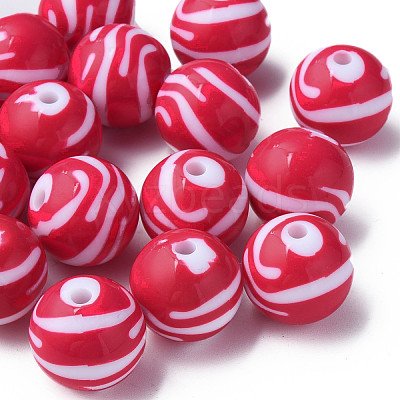 Opaque Striped Acrylic Beads MACR-S373-27B-03-1
