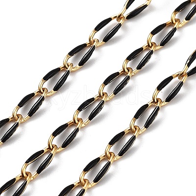 Ion Plating(IP) 304 Stainless Steel Enamel Twisted Oval Link Chains CHS-K019-02G-02-1