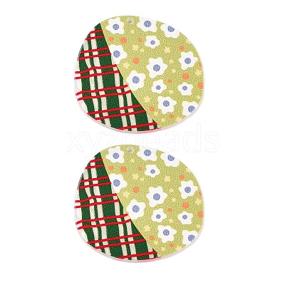 Plaid Theme Printed Acrylic Pendants OACR-T028-05B-1