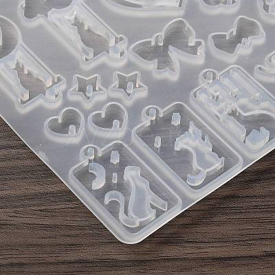 Cat Shape Theme DIY Pendant Silicone Molds DIY-F161-01C-1