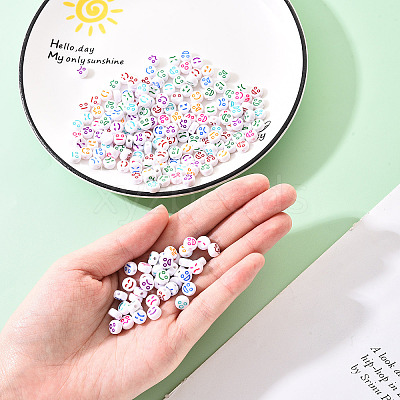 White Opaque Acrylic Beads MACR-YW0001-20F-1