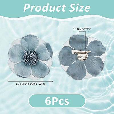 6Pcs Flower Cloth Brooches for Backpack Clothes Wedding Party JEWB-FH0002-38C-1