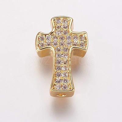 Brass Cubic Zirconia Beads KK-P134-09G-1