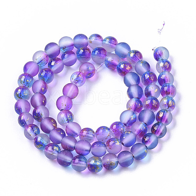 Frosted Spray Painted Glass Beads Strands GLAA-N035-03B-C03-1