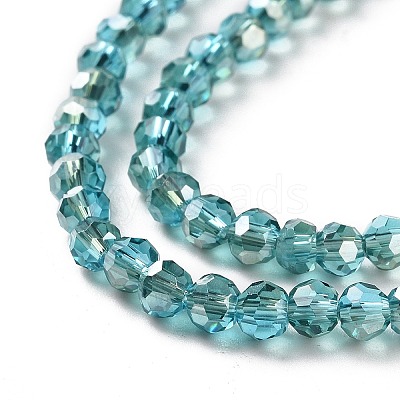 Half Rainbow Plated Glass Faceted(32 Facets) Round Spacer Beads Strands GLAA-A027-3mm-HR04-1