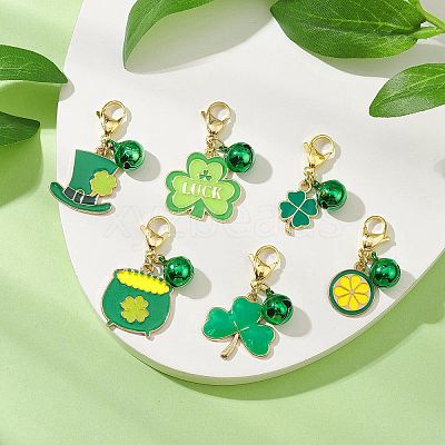 Saint Patrick's Day Alloy Enamel Pendant Decorations HJEW-JM02924-1