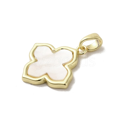 Brass Pave Shell Pendants X-KK-I708-14H-G-1