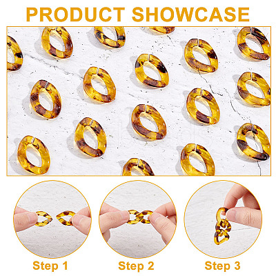 Leopard Print Pattern Resin Linking Rings FIND-AR0003-06-1