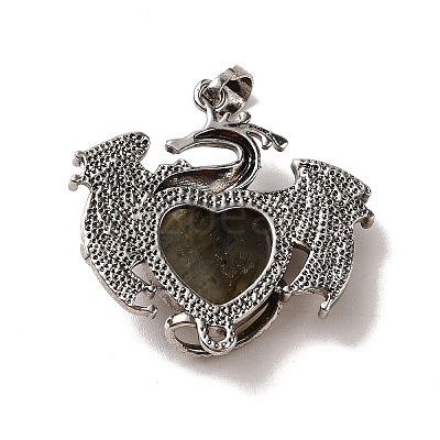 Natural Labradorite Heart Pendants KK-K331-01AS-04-1