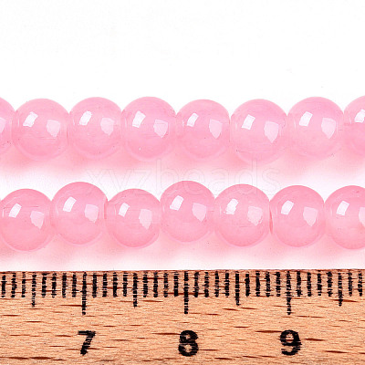 Baking Paint Imitation Jade Glass Round Bead Strands DGLA-Q021-6mm-03-1
