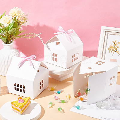 House Shape Paper Jewelry Storage Gift Box CON-WH0088-68-1