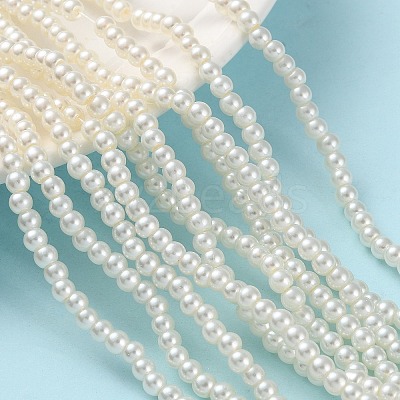 Baking Paint Pearlized Glass Pearl Round Bead Strands HY-Q003-4mm-02-1