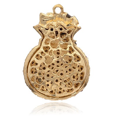 Golden Plated Alloy Rhinestone Enamel Big Pendants RB-J549-02G-1