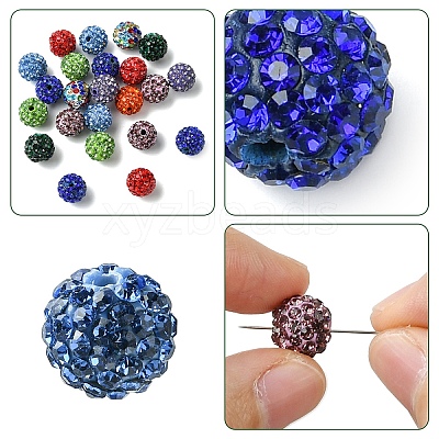30Pcs Pave Disco Ball Beads RB-YW0001-14N-1