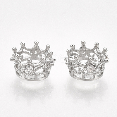 Brass with Cubic Zirconia European Beads X-KK-T035-122-1