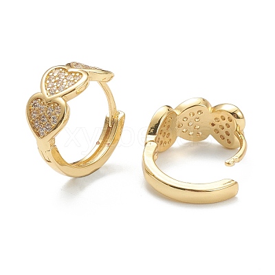 Brass Micro Pave Clear Cubic Zirconia Huggie Hoop Earrings EJEW-A058-15G-1