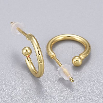 Brass Stud Earrings EJEW-K083-13G-1