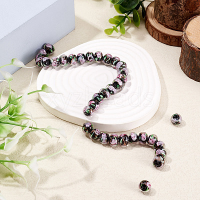 1 Strand Handmade Lampwork Inner Flower Rondelle Beads Strands LAMP-TA0002-72A-1