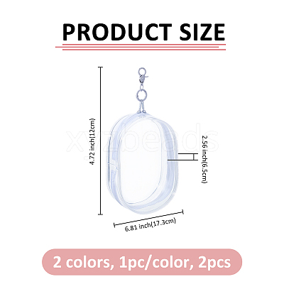 2Pcs 2 Colors Transparent Plastic Storage Zipper Bags ABAG-FH0001-16A-1