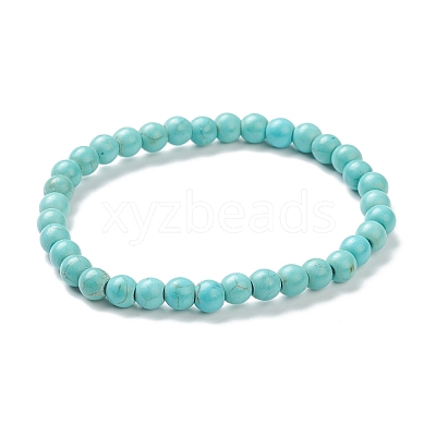 Synthetic Turquoise Beaded Stretch Bracelets BJEW-D446-B-14-1