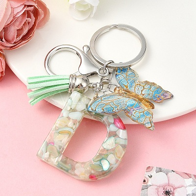 Resin & Acrylic & Faux Suede Tassel Keychain KEYC-YW00126-04-1