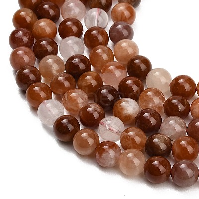 Natural Red Hematoid Quartz Beads Strands G-G475-A01-8mm-1