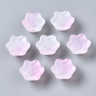 Transparent Two Tone Spray Painted Glass Beads GLAA-Q089-002B-008-1
