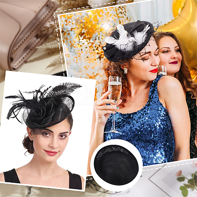 Linen Cloth Mini Hat Fascinator Base AJEW-WH0472-53B-1
