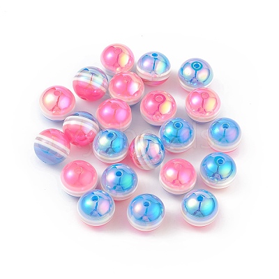 UV Plating Rainbow Iridescent Resin Beads RESI-I048-01B-1