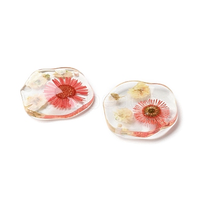 Inner Dried Flower Transparent Resin Pendants RESI-A043-04B-1