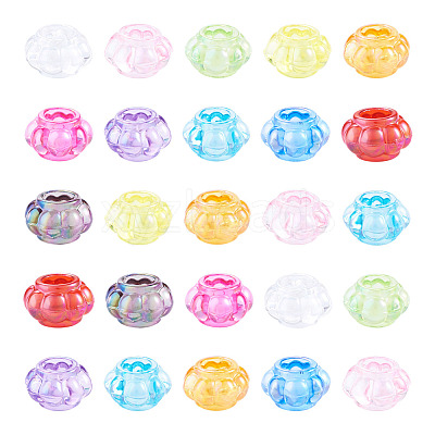 100Pcs UV Plating Transparent Acrylic European Beads TACR-TA0001-93C-1