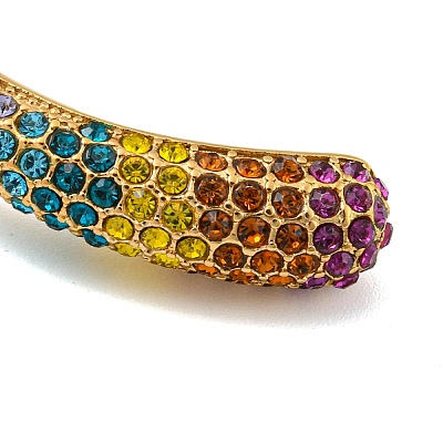 304 Stainless Steel Teardrop Cuff Bangle with Colorful Rhinestone BJEW-B076-05G-01-1