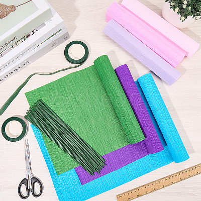 6 Rolls 6 Colors Handmade Crepe Paper DIY-CP0012-89A-1