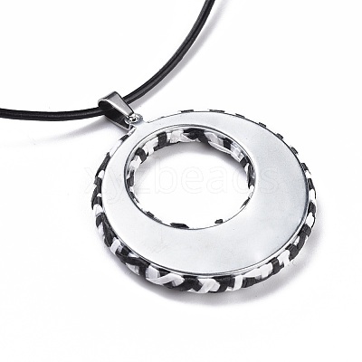 Raffia Woven Pendants Necklaces NJEW-JN02357-1