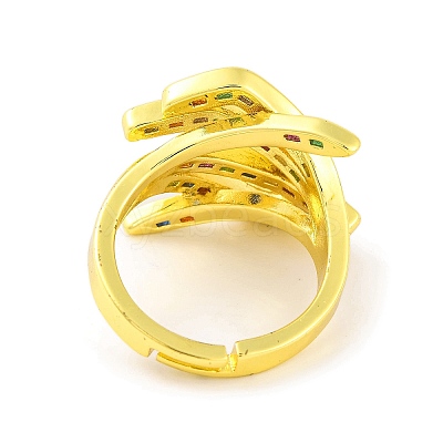 Hug Hand Brass Micro Pave Cubic Zirconia Adjustable Rings for Women RJEW-U003-25B-G-1