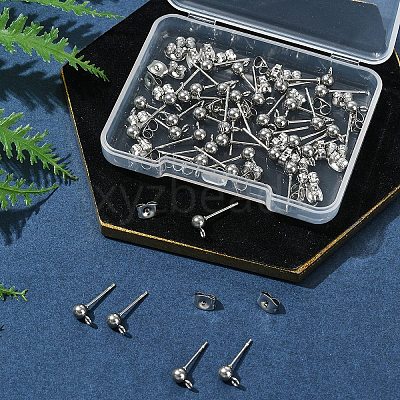 40Pcs 304 Stainless Steel Ball Post Stud Earring Findings STAS-FS0001-76P-1