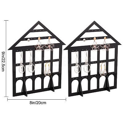 Detachable Lovely House Acrylic Earring Display Stands EDIS-WH0029-48A-1
