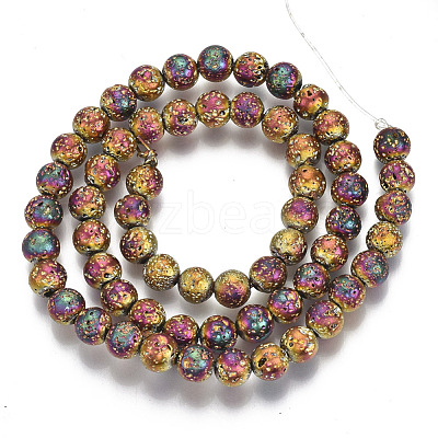 Electroplated Natural Lava Rock Beads Strands G-S352-30B-07-1