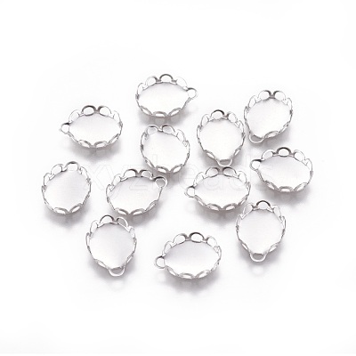 Tarnish Resistant 316 Surgical Stainless Steel Lace Edge Bezel Cups X-STAS-I118-10P-1