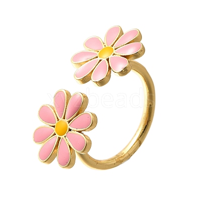Brass Enamel Cuff Rings for Women RJEW-Q008-14G-01-1