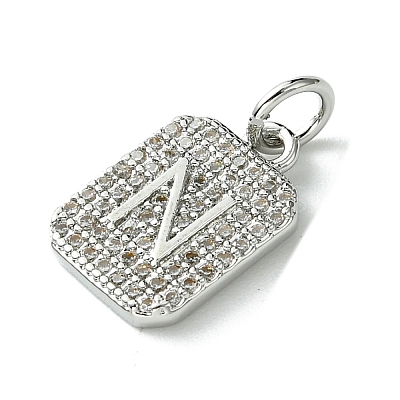 Rack Plating Brass Micro Pave Clear Cubic Zirconia Charms KK-G501-01N-P-1