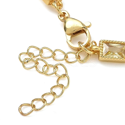 Rectangle Brass Pave Cubic Zirconia Link Chain Bracelets for Women BJEW-P385-05G-07-1