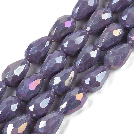 Opaque Solid Color Electroplate Glass Beads Strands EGLA-N013-P4mm-B09-1