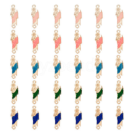 30Pcs 5 Colors Religion Alloy Enamel Connector Charms FIND-GO0001-62-1