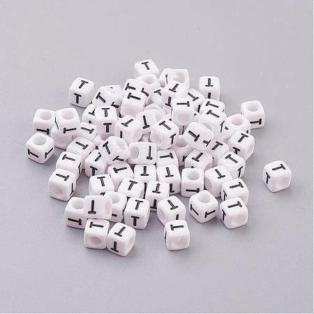 Acrylic Horizontal Hole Letter Beads PL37C9308-T-1