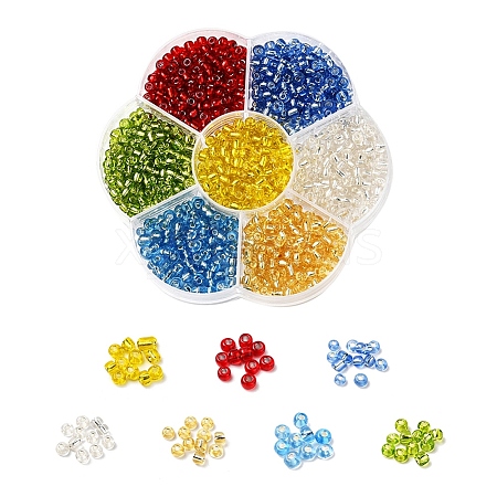 7 Colors Glass Round Seed Beads SEED-YW0001-24C-01-1