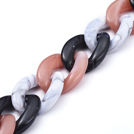 Three Tone Handmade Acrylic Curb Chain Sets AJEW-JB00601-02-1