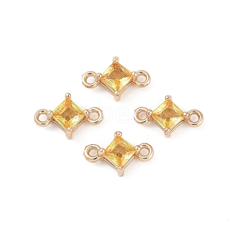 Brass Pave Glass Rhombus Links Connector Charms GLAA-Q088-001D-1