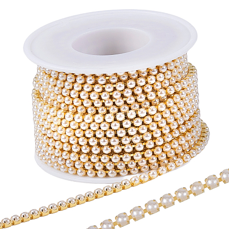 Plastic Pearl Bead Cup Chains CH-WH0013-01A-G-1
