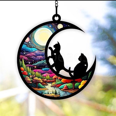 Moon with Cat Window Suncatchers PW-WG7D0D8-04-1